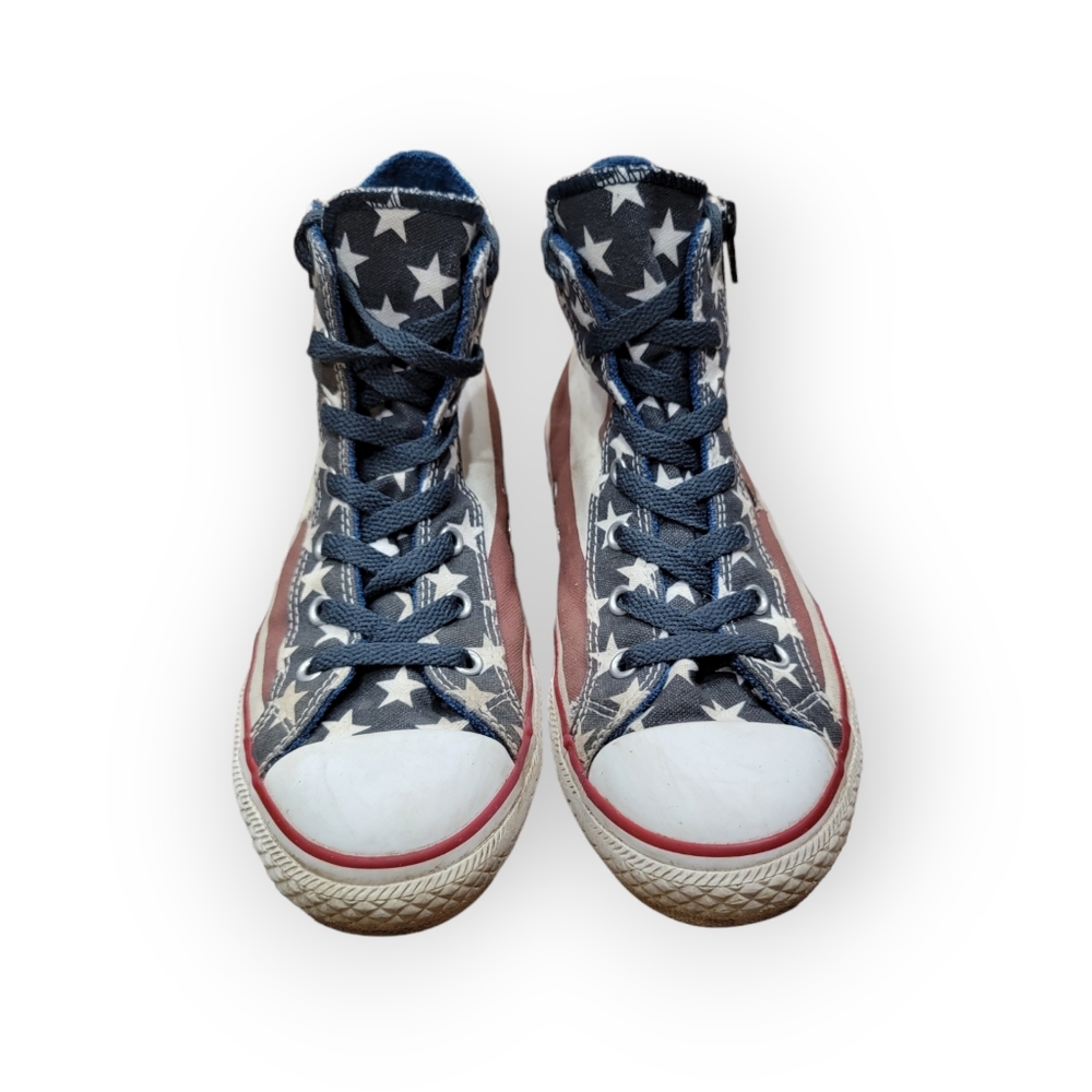 Converse Vintage Style Distressed American Flag High Top Sneakers